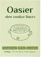 Slow Cooker Liners, Disposable Oval Large Size 13" x 21", 33 Count, Fits 3-8 Quart Pot Cooking Bags for Easy Cleanup, Food Safe & Leak-Proof