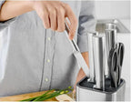 Dura Living Universal Knife Block Holder, Stainless Steel Knife Stand Without Knives, Safe Space Saver Stable Knife Storage with Scissors Slot, Detachable for Easy Cleaning, Kitchen Organizer, Black