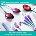 30 Pcs Rainbow Silverware Set for 6, Food Grade Stainless Steel Flatware Set, Eating Utensils Sets Include Fork/Knife/Spoon,Home Kitchen Tableware Set, Reusable Cutlery Set, Dishwasher Safe