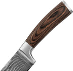Wakoli EDIB 2-Piece Santoku Damascus Knife Set | Genuine Damascus Steel Blades with VG10 Core | Ergonomic Pakkawood Handles | Professional Kitchen Knife Set in Gift Box
