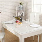 NECAUX Custom 56 x 96 Inch Clear Table Cover Protector, 1.5mm Thick Wood Grain Transparent Table Pad Non-Slip Tablecloth Plastic Protective Pad for 8 Foot Dining Room Table, Conference Table