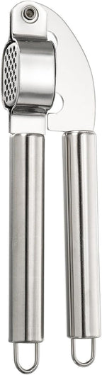 uxcell Garlic Press, 7.7 Inch Stainless Steel Garlic Crusher and Peeler Set for Home Cooks and Professional Chefs, Silver