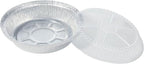 7 Inch Round Aluminum Pans with Lids (60 Pack) Disposable Foil Pan with Clear Dome Top, Aluminum Tin for Roasting Baking Cooking