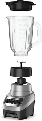 BLACK+DECKER PowerCrush Multi-Function Blender with 6-Cup Glass Jar, 4 Speed Settings, Silver