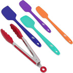 Kaluns Silicone Spatula Set, 4 Rubber Spatulas 600°F Heat Resistant, Nonstick Seamless Design with Stainless Steel Core, Dishwasher Safe, BPA free, Bonus Tongs Included