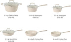 Martha Stewart Heathland Premium Nonstick PFA Free Ceramic Interior 10-Piece Tapered Aluminum Cookware Set - Taupe