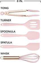 COOK WITH COLOR Silicone Cooking Utensils, Kitchen Utensil Set, Easy to Clean Silicone Kitchen Utensils, Cooking Utensils for Nonstick Cookware, Kitchen Gadgets Set, Mini, Pink