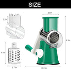 Cambom Rotary Cheese Grater Hand Crank Cheese Shredder for Fresh Cheese, Vegetable, Nuts,Non-slip Suction Base, Free Cleaning Brush Three Blades, Deep Green