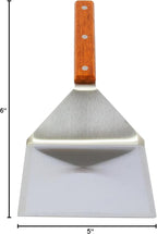 Extra Wide Spatula with Beveled Edges, Oversized Stainless-Steel Spatula with Wood Handle for Skillets, Griddles & Pancake Flipper for Burgers, Omelet, and Versatile for Culinary Task, 6 x 5-inches