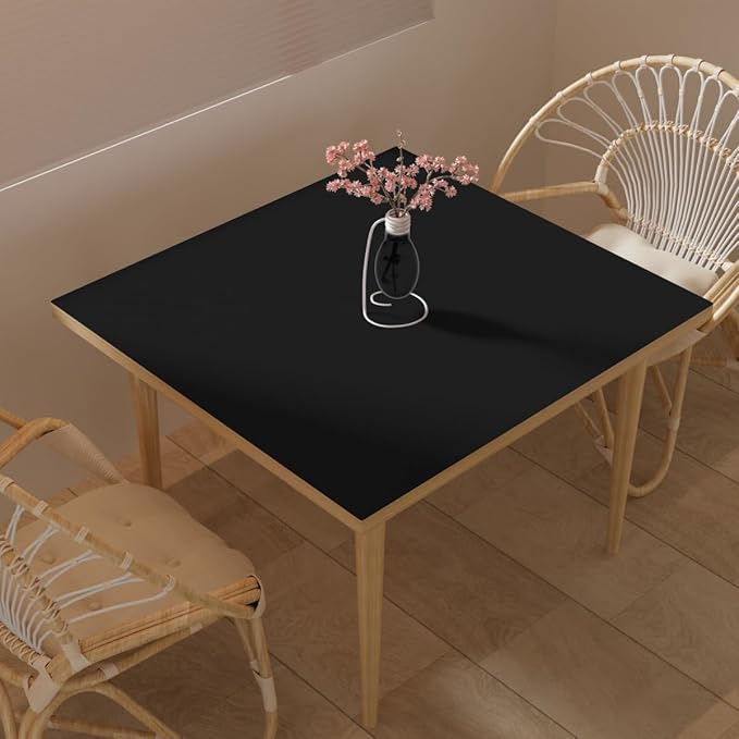 Leather Table Cover,1.8mm Thick,36x36 Inch Table Protector,Table Protector for Dining Room Table,Dining Table Protector.(Black+Black,36x36)