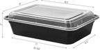 FULING 32 oz 50Pack Plastic Meal Prep Food Storage Containers with Lids Reusable 1 Compartment To Go Lunch Box Black Extra Large &Thick Microwave Freezer Dishwasher Safe BPA Free Stackable