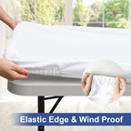 homing Rectangle Table Cloth Cover, Waterproof Polyester Elastic Fitted Tablecloth, Fits for 8 Foot Folding Tables, Washable Table Protector for Picnic, Camping, Outdoor (White, 30" x 96")