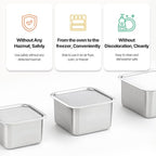 CuBE Large 2PCS Set 1500ml 1050ml Stainless Steel Food Storage Containers With Lids and a Net Kitchen Appliances Dishwasher Safe Premium South Korea