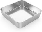LIANYU 9 Inch Square Cake Pan, Stainless Steel Baking Lasagna Brownie Bread Pan, Perfect for Birthday Party Wedding, Oven & Dishwasher Safe