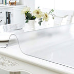 NECAUX Custom 38 x 60 Inch Frosted Table Cover Protector, 1.5mm Thick Plastic Waterproof Heavy Duty Desk Pad Mat Non-Slip Tablecloth Protector for 5ft Coffee Table, Sofa Table, Media Stand, Countertop