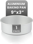 Restaurantware-Met Lux 9 x 3 Inch Straight-Sided Baking Tin, 1 Round Cake Pan - Oven-Ready, Freezable, Anodized Aluminum Round Baking Pan, Greaseproof, For Layer Birthday Cake