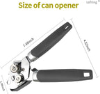 Can Opener Manual, Handheld Strong Heavy Duty Stainless Steel Can Opener, Comfortable Handle, Sharp Blade Smooth Edge, Can Openers with Multifunctional Bottle Opener, Gray