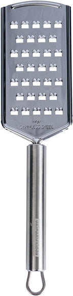Restaurantware-German Standard Coarse Handheld Grater, 1 Flat Cheese Grater - Dishwashable, Durable, Stainless Steel, With Handle, Suitable For Potato, Carrot, Hard Cheese, And, More