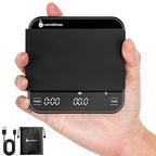 Rechargeable Mini Coffee Scale with Timer, 2kg/0.1g Precision Espresso Scale, Portable Digital Coffee Scale w/ 4 Modes for Espresso and Pour-Over Coffee (Black)