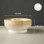 Extra Large Salad Bowl,Decorative Fruit Bowl,Kitchen Ceramic Bowl for Fruit & Salad,120 oz Footed Serving Bowl for Entertaining (tan color)