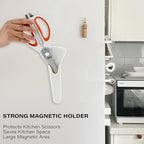 Kitchen Scissors with Magnetic Holder Heavy Duty Magnetic Scissors for Fridge, Cooking Shears Come Apart Kitchen Shears Magnet Sheath Set for Food Meat Pizza Herb Vegetables, Orange
