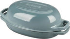 Enameled Cast Iron Oval Dutch Oven Pot with Lid, Dutch Oven for Sourdough Bread Baking, Oval Bread Pan, 5qt, Seasalt