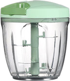 Ourokhome Manual Food Processor Vegetable Chopper, Portable Hand Pull String Garlic Mincer Onion Cutter for Veggies, Ginger, Fruits, Nuts, Herbs, etc., 900ml, Green
