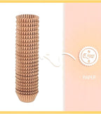 qiqee 600 Count Mini Cupcake Liners Natural Muffin Liners Food Grade Brown Baking Cups Paper No Smells（Small Size）