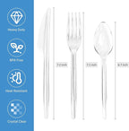EcoDispose 350 Count Plastic Silverware, Heavy Duty Plastic 200 Forks. 100 Spoons, 50 Knives Disposable Utensils Cutlery Set for Party Supplies