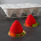 Restaurantware-Pastry Tek 8 Cavities Strawberry Silicone Molds, 10 Oven-Ready Strawberry Molds - Flexible, Freezable, White Silicone Fruit Silicone Molds, Easy Release, For Baking