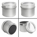 Talented Kitchen Magnetic Stainless Steel Spice Jars - 24-Pack, 3 oz, Silver - Magnetic Kitchen Spice Jars with Organizer Plates & Lids for Fridge & RV - Includes 6 Wall Plates & 269 Preprinted Labels