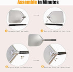 Pizza Peel, Pizza Paddle 12 Inch, Pizza Spatula with Oven Gloves, Space-Saving & Easy-to-Clean, Pizza Oven Accessories