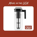 Takeya Flash Chill Iced Tea Maker - Airtight & Durable Iced Tea Maker Jug with Silicone Carry Handle - Leak-Proof & Lightweight Tea Infuser with Patented Flash Chill Technology - 2 Quart, Black