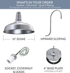 Steel Lighting Co. Gardena Barn Light | Outdoor Wall Mounted | 16" Dome | Upslope Gooseneck | Farmhouse Light Made in America | Galvanized Exterior/Galvanized Interior