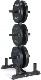 CAP Barbell 2-Inch Olympic Bumper Plate Weight Set with 6 Post Rack | 100-370 lbs | Multiple Options