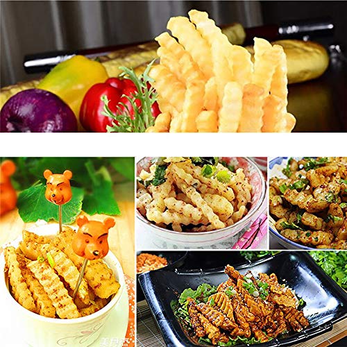 Crinkle Cut Knife set, 1 Fork Slicing Helper 3 Stainless Steel Crinkle Cutter, Fruit And Vegetable Wavy Chopper Knife, Potato Cutter Onion Cutter Fren - view 5