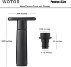 WOTOR Wine Saver Vacuum Pump with 8 Stoppers, Wine Stopper & Preserver, Reusable Bottle Sealer Keeps Fresh, Ideal Accessories Gift (Flat Handle)