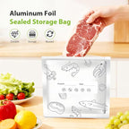 Reusable Aluminum Foil Sealable Storage Bags, 2026 New Resealable Vacuum Zipper Pouches, Stand Up Foil Sealable Bags with Label and Zip Lock for Kitchen (30, Large)