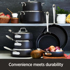 All-Clad HA1 Hard Anodized Non Stick Everyday Pan w/ Lid and Handles, 12 Inch, Induction, Oven Broiler Safe 500F, Lid Safe 350F, Deep Frying Pan, Skillet, Pots and Pans, Kitchen, Cookware, Black