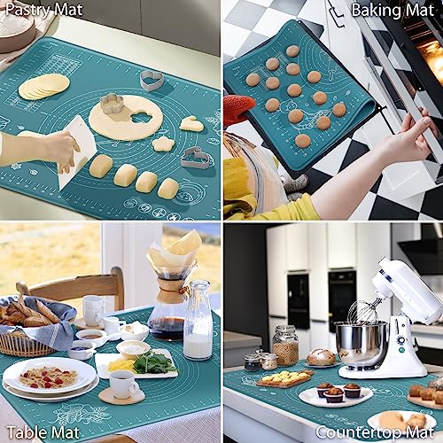 Silicone Pastry Mat 32" x 24" Extra Thick Non Stick Baking Mat with Measurements and Edge Heightening, Food Grade Silicone Rolling Mat for Pastry, Bread, Cookies, Pizza, Fondant, Pasta - view 6