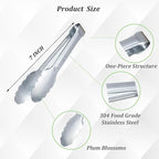 Sunenlyst Kitchen Tongs, 6Pcs Tongs Stainless Steel for Serving Food, Metal Tongs Small Tong for Buffet, Salad, Ice, Appetizer, Serving Utensils for Food (7Inch)