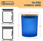 Thick Candle Jars for Making Candles 16 Pcs, 7 OZ Empty Jars with Wood Lids for Candle Making, Sample Container, Frosted Blue