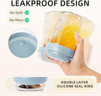 4 Pack Overnight Oats Containers with Lids and Handles, Folding Spoons & Divided Compartments for Fruit & Nuts, 16oz Glass Mason Jars for Oatmeal, Meal Prep & Breakfast (Blue/Green/Yellow/Green)