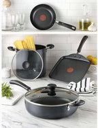 T-Fal Specialty Nonstick Saute Pan with Glass Lid 5 Quart, Oven Broiler Safe 350F, Cookware, Deep Frying Pan with Handle, Skillet, Kitchen, Pots and Pans, Dishwasher Safe, Black