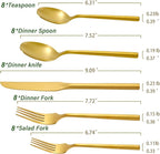 DEACORY Silverware Set with Serving Utensil Set Matte Gold Flatware Set Hand Forged Stainless Steel Cutlery Set 45 Pieces Matte Finished Hexagon Handle Service for 8, DE1004