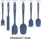 NileHome Silicone Spatula Set, 6 Packs Food Grade Kitchen Utensils with Silicone Brush Heat Resistant BPA-free Rubber Spatula for Scraping, Baking, Cooking, Mixing, Haze blue