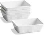 ONEMORE Small Baking Dish, Rectangle Ceramic Baking Dish for Oven, Individual Casserole Dishes for Toaster Oven, 5x7 Small Deep Lasagna Baking Dish, Oven Safe, 1-2 Person Baking Dishes Set of 4, White