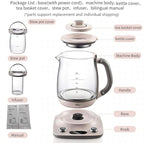 Bar 1.8L Health- Care Beverage Tea Maker and Kettle YSH-C18R1, Durable 316 Stainless Steel & Glass Brew Cooker Master,8-in-1 Programmable, 4 Range Temperature Warming Function, Pink