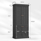 70.8" Tall Bookshelf with Doors, Farmhouse Modular Bookcase with 4-Tier Adjustable Shelves, Large Storage Cabinet for Home Office, Living Room, Black, Set of 2