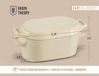 KooK Dutch Oven, for Bread Baking, Sourdough Loaf Pan, with Lid, Dual Handles, Enameled Cast Iron, includes Lid Lever, Dishwasher Safe, 3.4 Qt, Ivory
